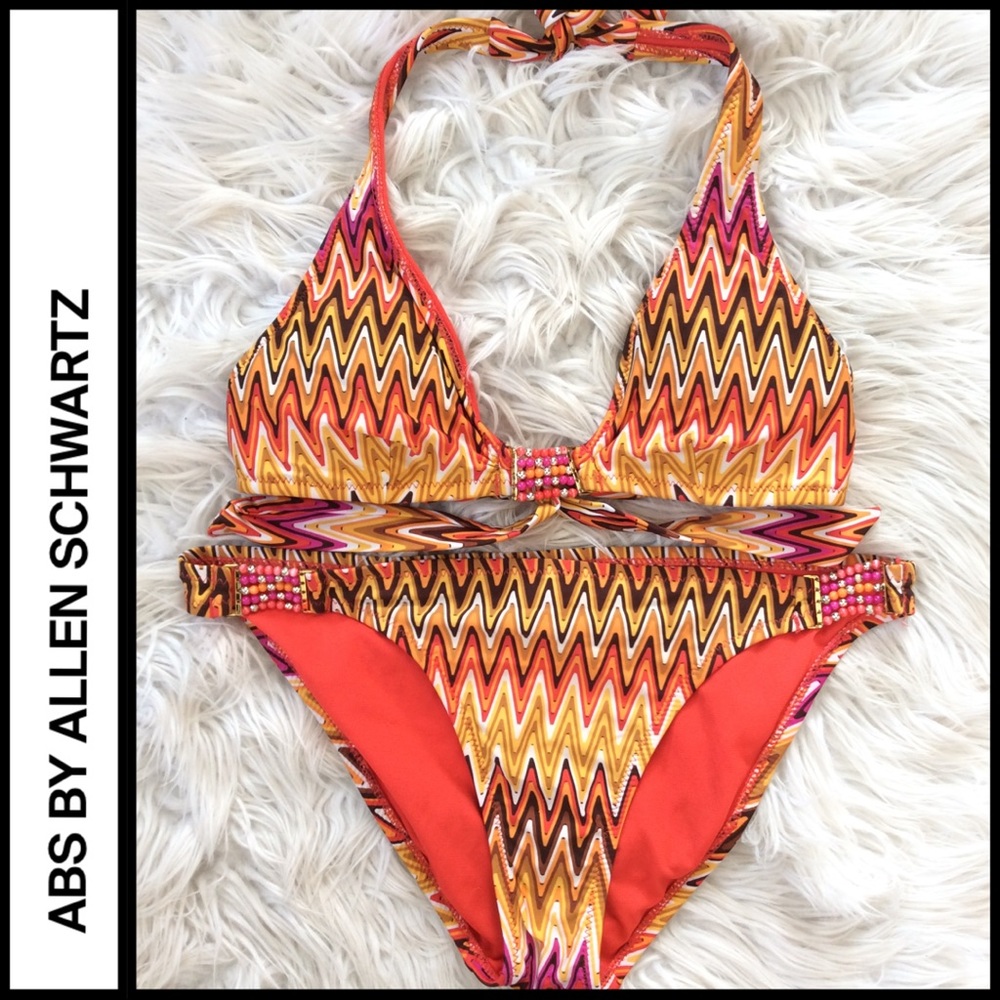 ABS by Allen Schwartz Zigzag Beaded Bikini